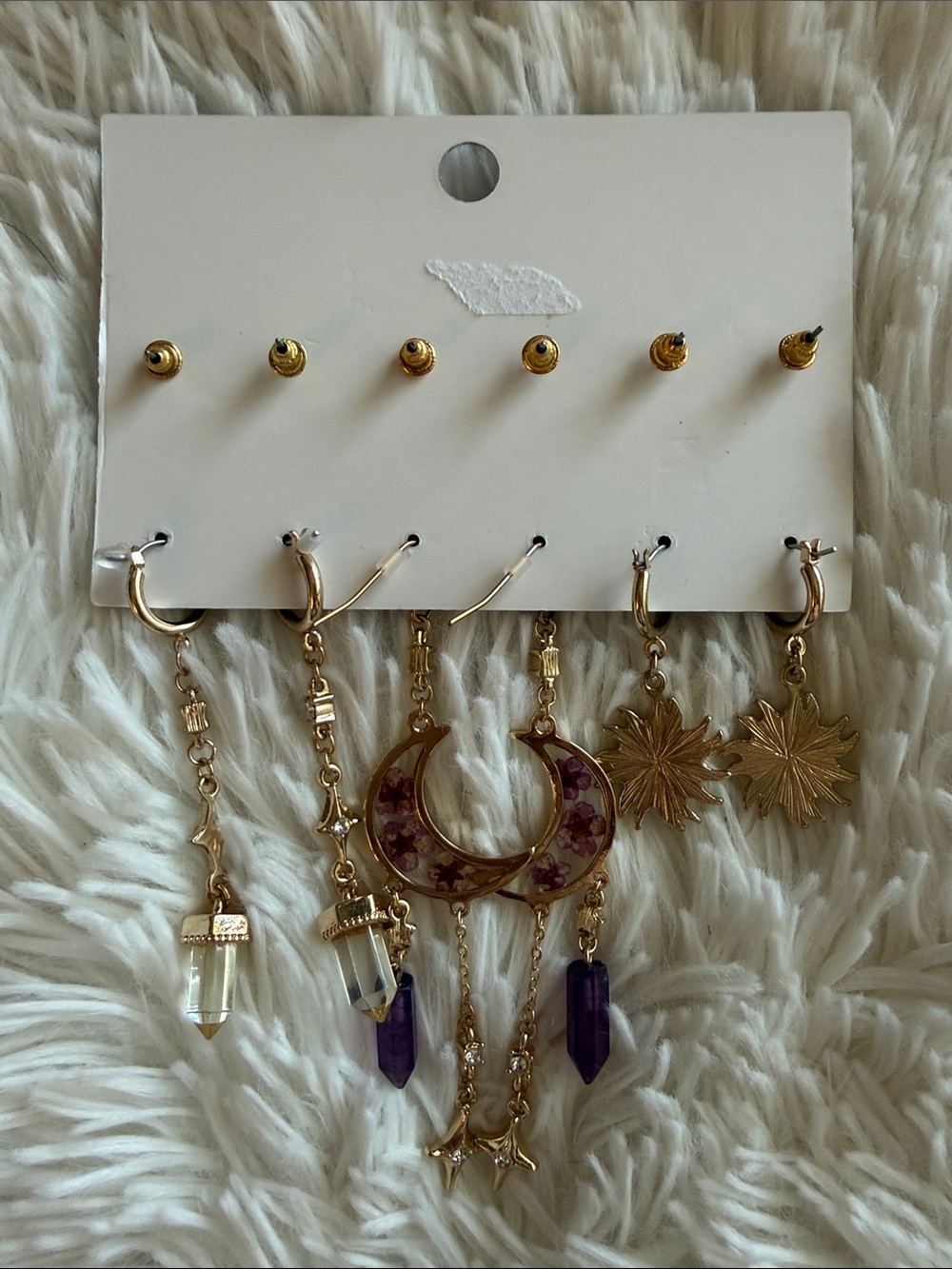 Gold-tone Cosmic Earring Set - Picture 2 of 2